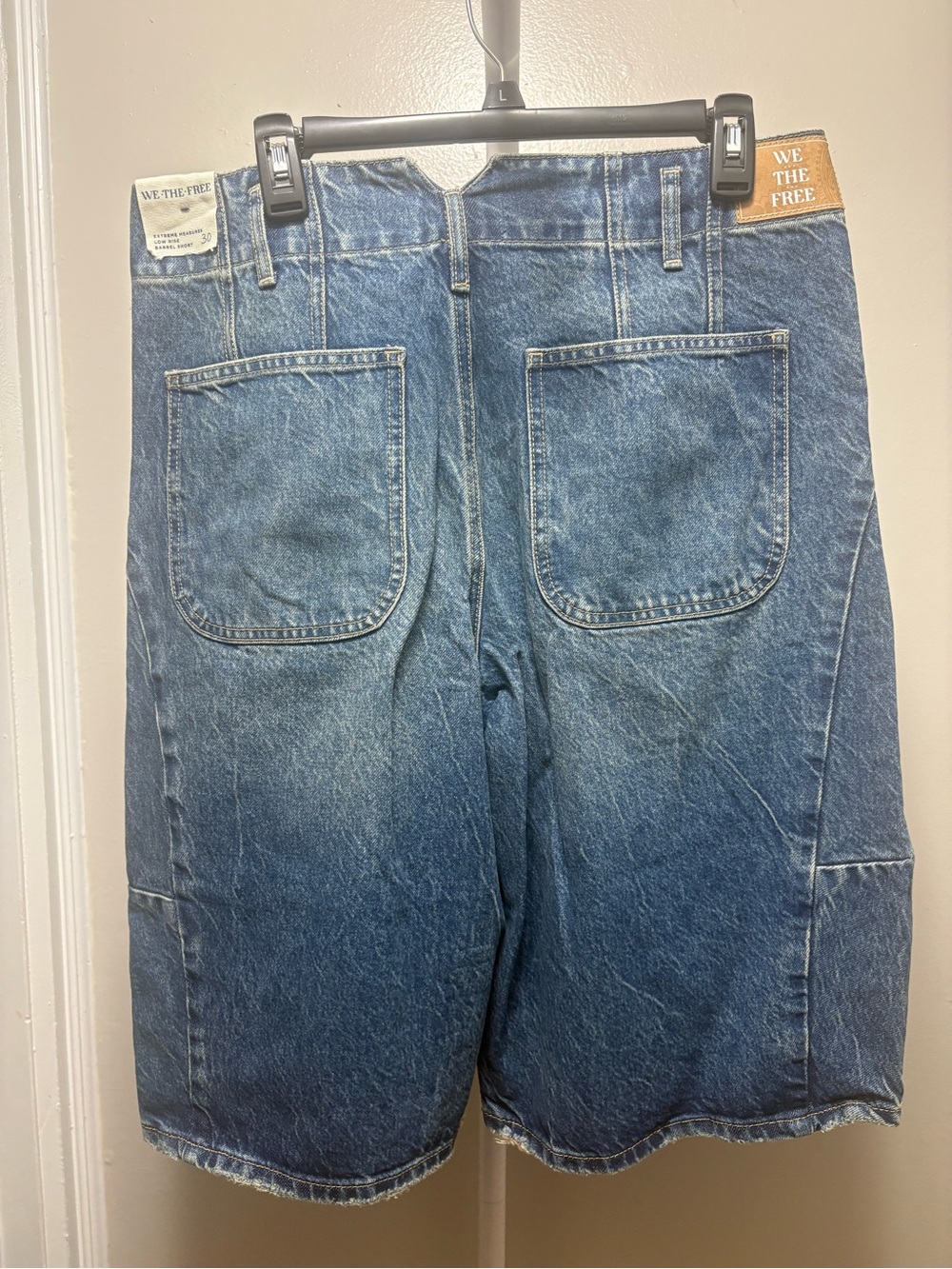 Free People Barrel Shorts Blue Denim Shorts - Picture 6 of 8